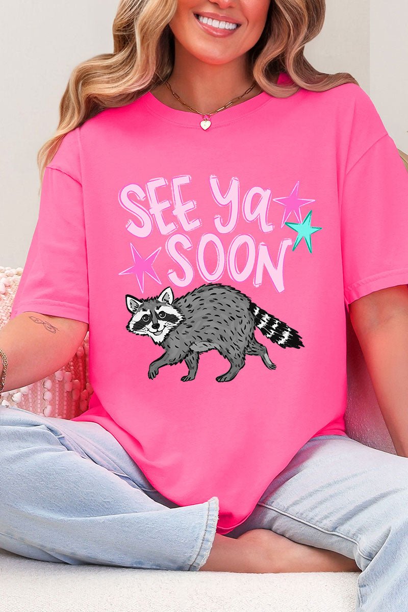 See You Soon Raccoon Full Front & Back Design Comfort Colors Adult Ring - Spun Cotton Tee - Wholesale Accessory Market
