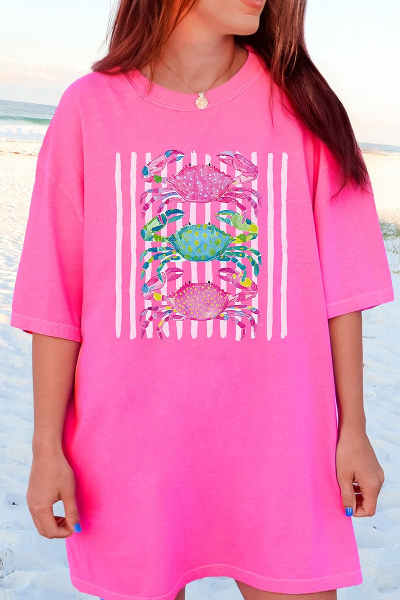 Striped Crabby Crew Comfort Colors Adult Ring - Spun Cotton Tee - Wholesale Accessory Market
