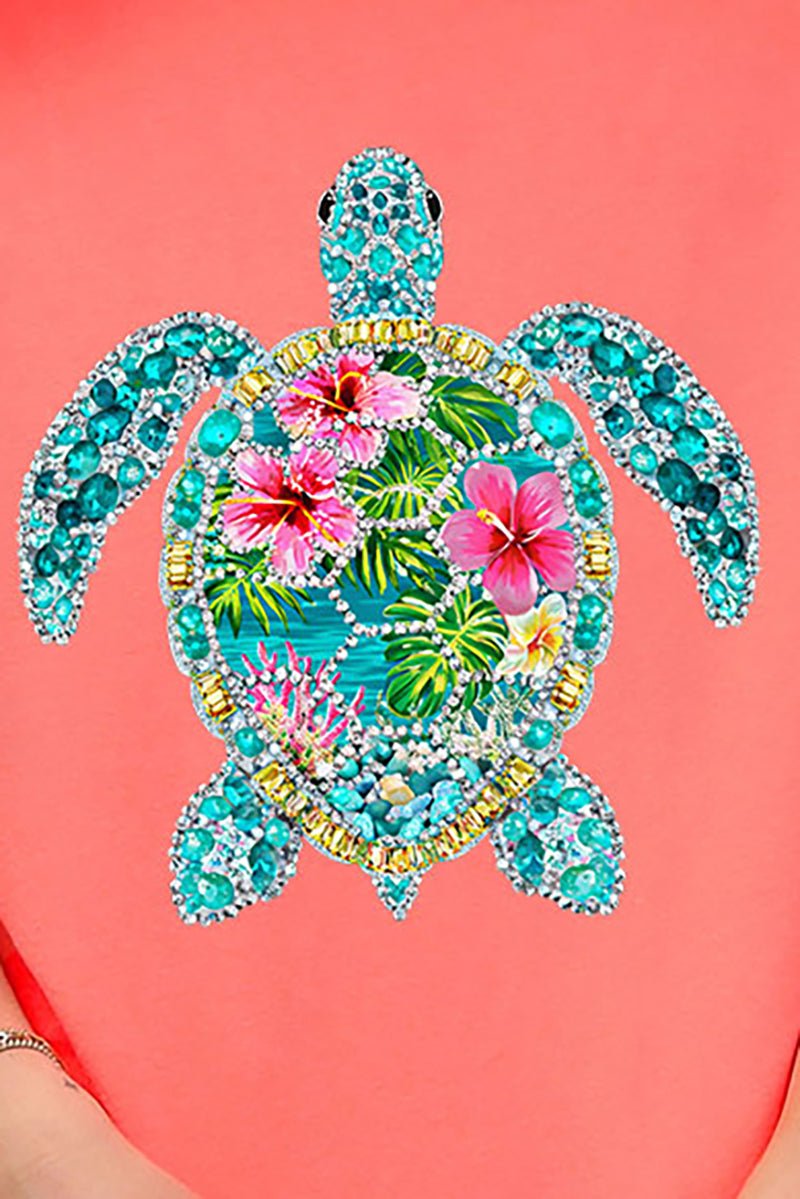 Seaside Sparkle Turtle Comfort Colors Adult Ring - Spun Cotton Tee - Wholesale Accessory Market