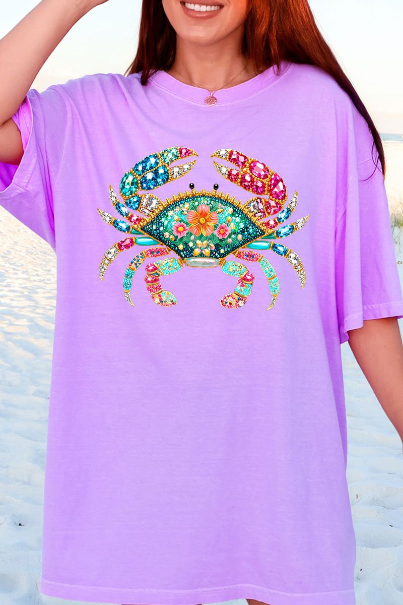 Seaside Sparkle Crab Comfort Colors Adult Ring - Spun Cotton Tee - Wholesale Accessory Market