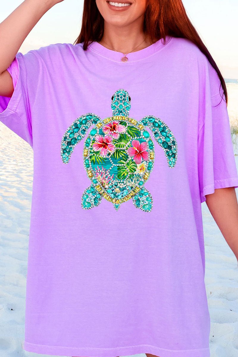 Seaside Sparkle Turtle Comfort Colors Adult Ring - Spun Cotton Tee - Wholesale Accessory Market