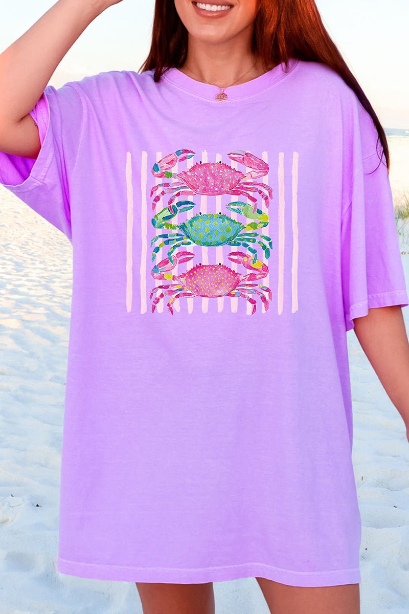 Striped Crabby Crew Comfort Colors Adult Ring - Spun Cotton Tee - Wholesale Accessory Market