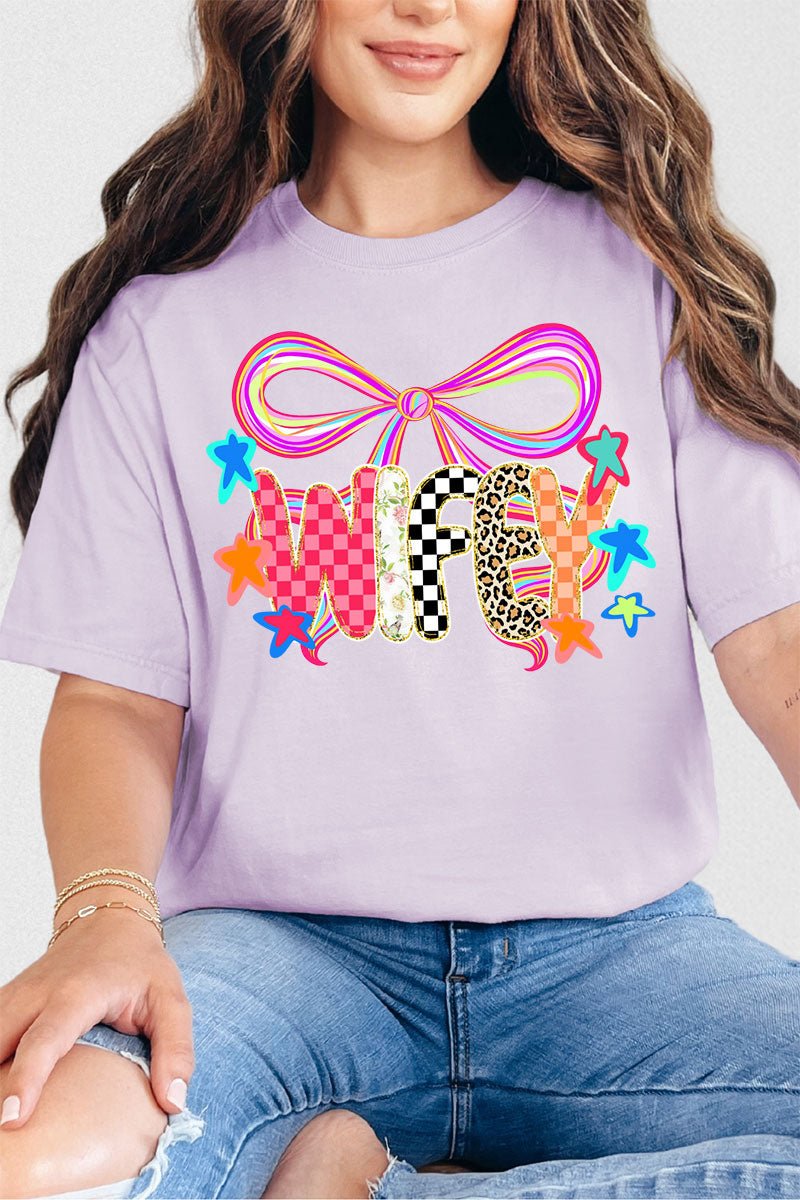 Colorful Preppy Wifey Comfort Colors Adult Ring - Spun Cotton Tee - Wholesale Accessory Market