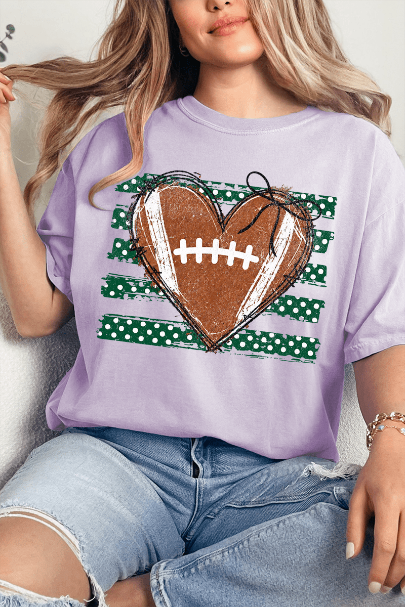 Green Football Sweetheart Comfort Colors Adult Ring-Spun Cotton Tee - Wholesale Accessory Market