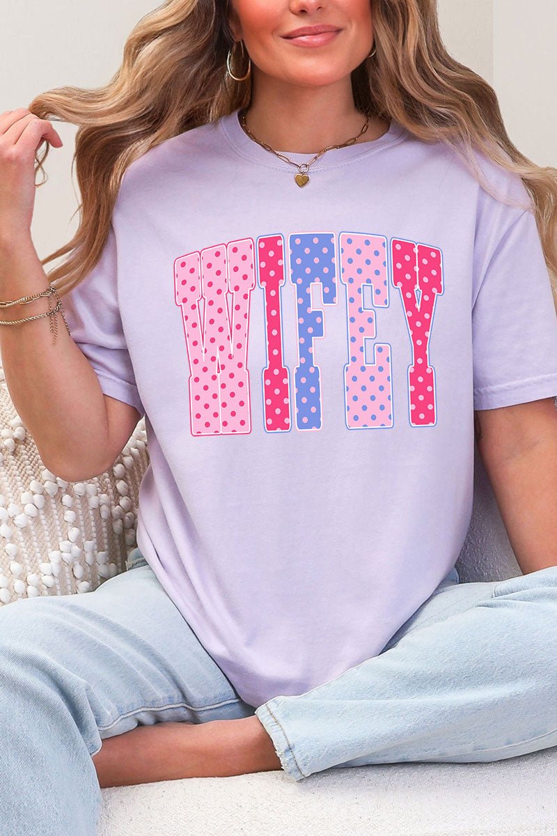 Polka Dot Pop Wifey Comfort Colors Adult Ring - Spun Cotton Tee - Wholesale Accessory Market