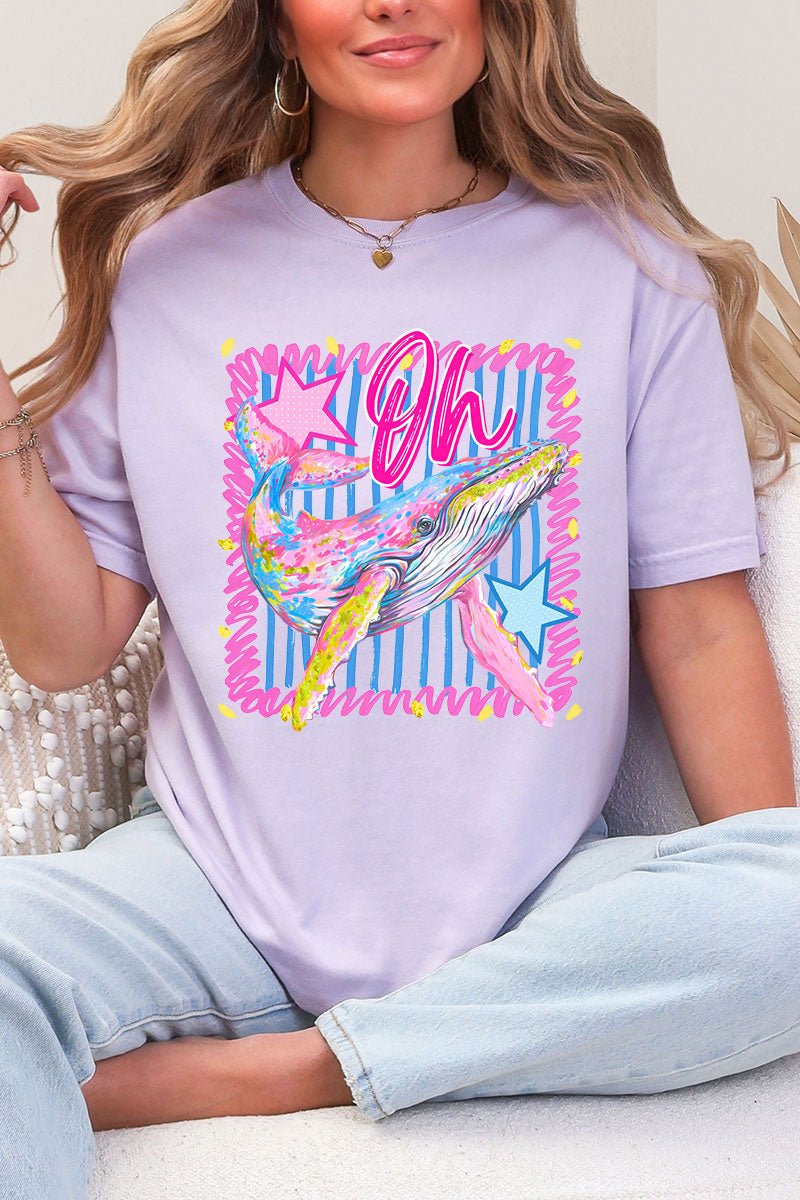 Striped Oh Whale Comfort Colors Adult Ring - Spun Cotton Tee - Wholesale Accessory Market