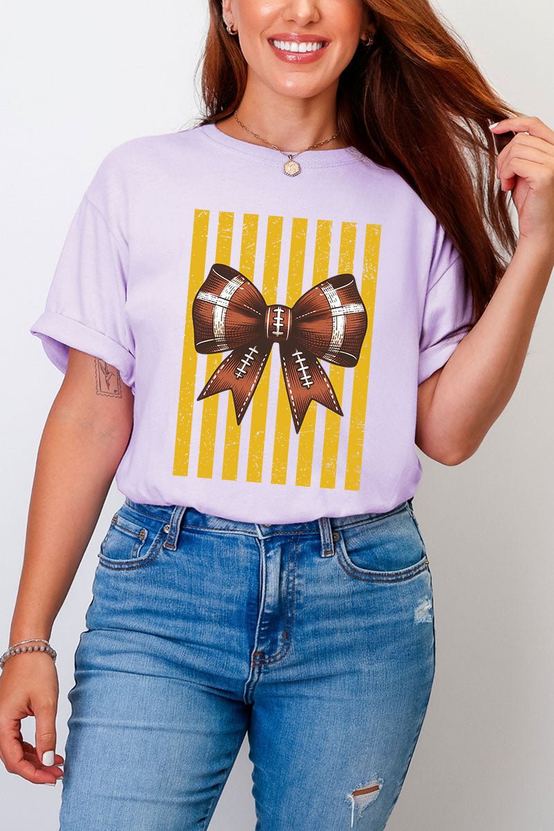 Yellow Gold Varsity Bow Comfort Colors Adult Ring-Spun Cotton Tee - Wholesale Accessory Market