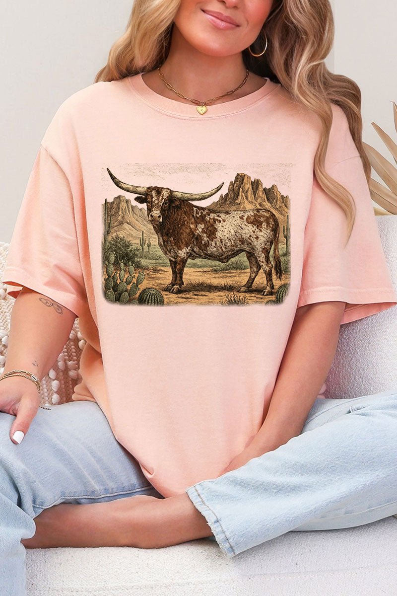 Desert Monarch Longhorn Comfort Colors Adult Ring - Spun Cotton Tee - Wholesale Accessory Market