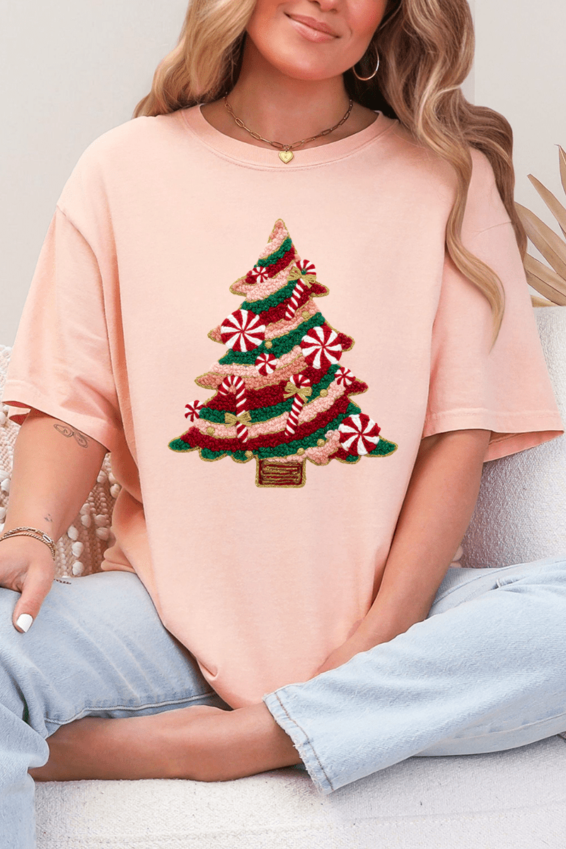 Faux Yarn Candy Cane Wishes Comfort Colors Adult Ring - Spun Cotton Tee - Wholesale Accessory Market