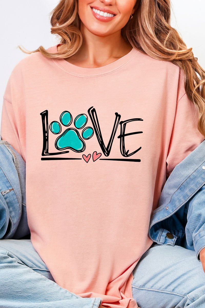 Paw Print Love Comfort Colors Adult Ring-Spun Cotton Tee - Wholesale Accessory Market