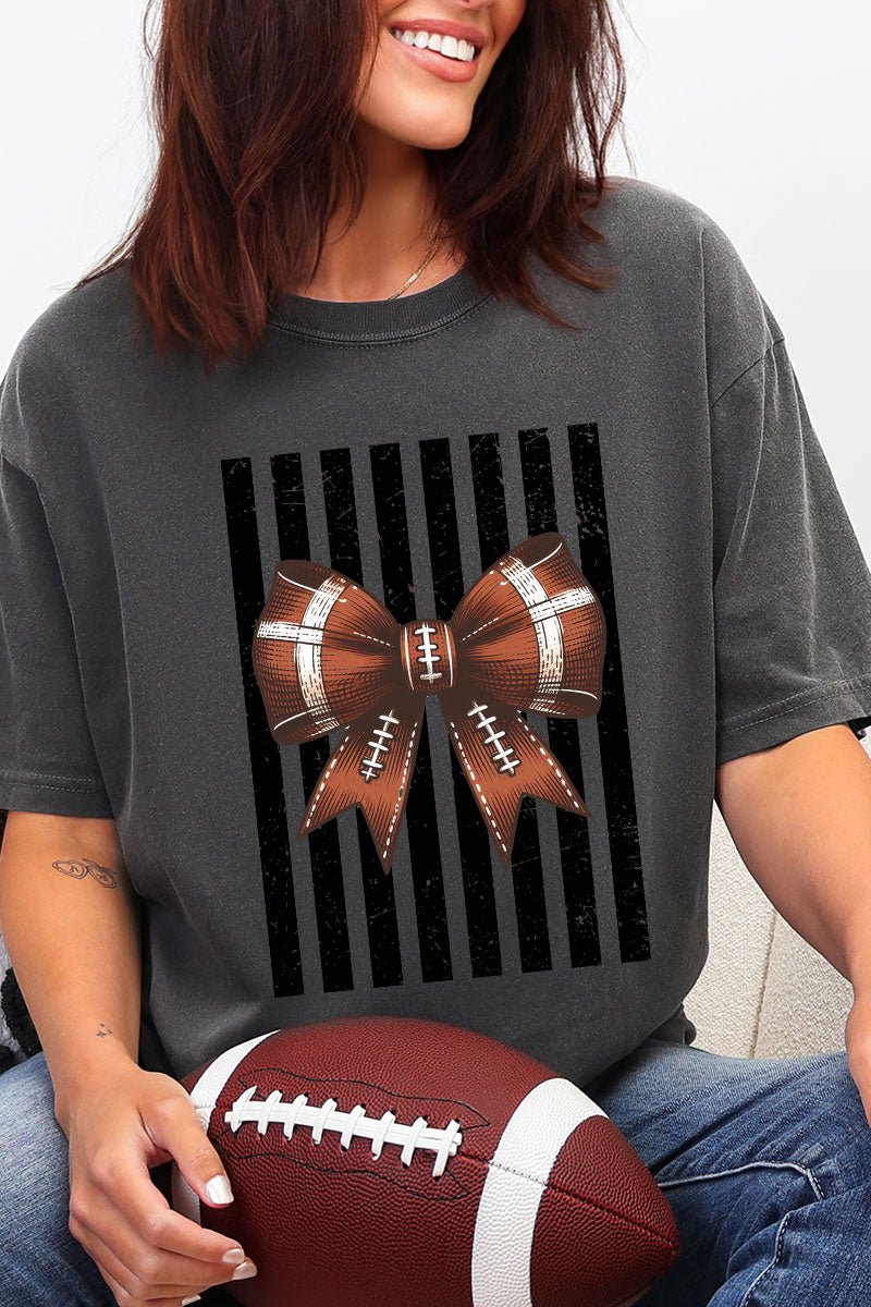 Black Varsity Bow Comfort Colors Adult Ring-Spun Cotton Tee - Wholesale Accessory Market