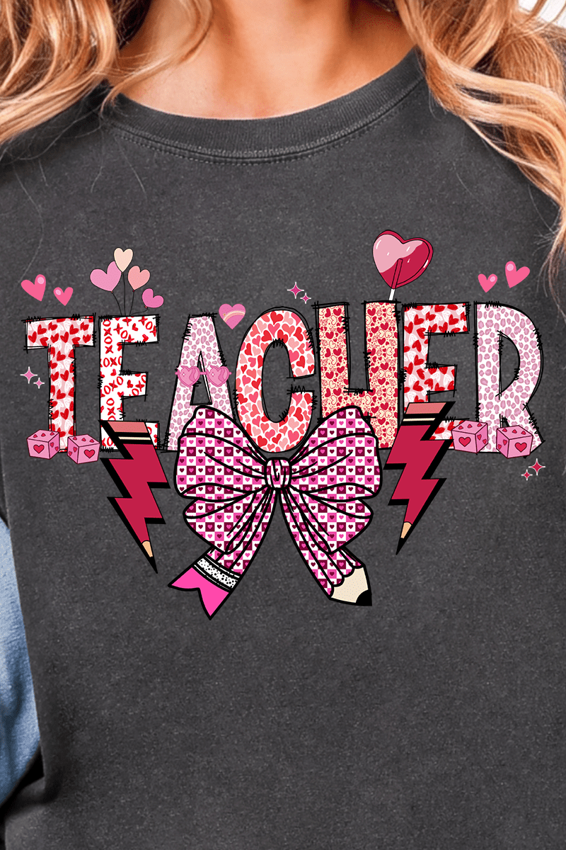 Bow Teacher Doodle Comfort Colors Adult Ring - Spun Cotton Tee - Wholesale Accessory Market