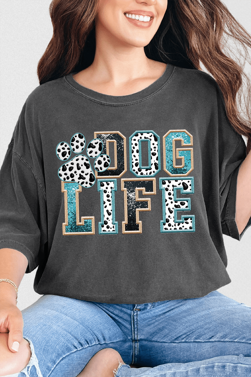 Dog Life Faux Glitter Comfort Colors Adult Ring - Spun Cotton Tee - Wholesale Accessory Market