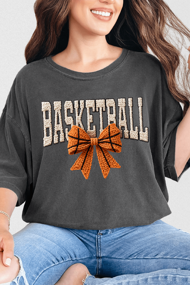 Faux Yarn Basketball Coquette Comfort Colors Adult Ring - Spun Cotton Tee - Wholesale Accessory Market