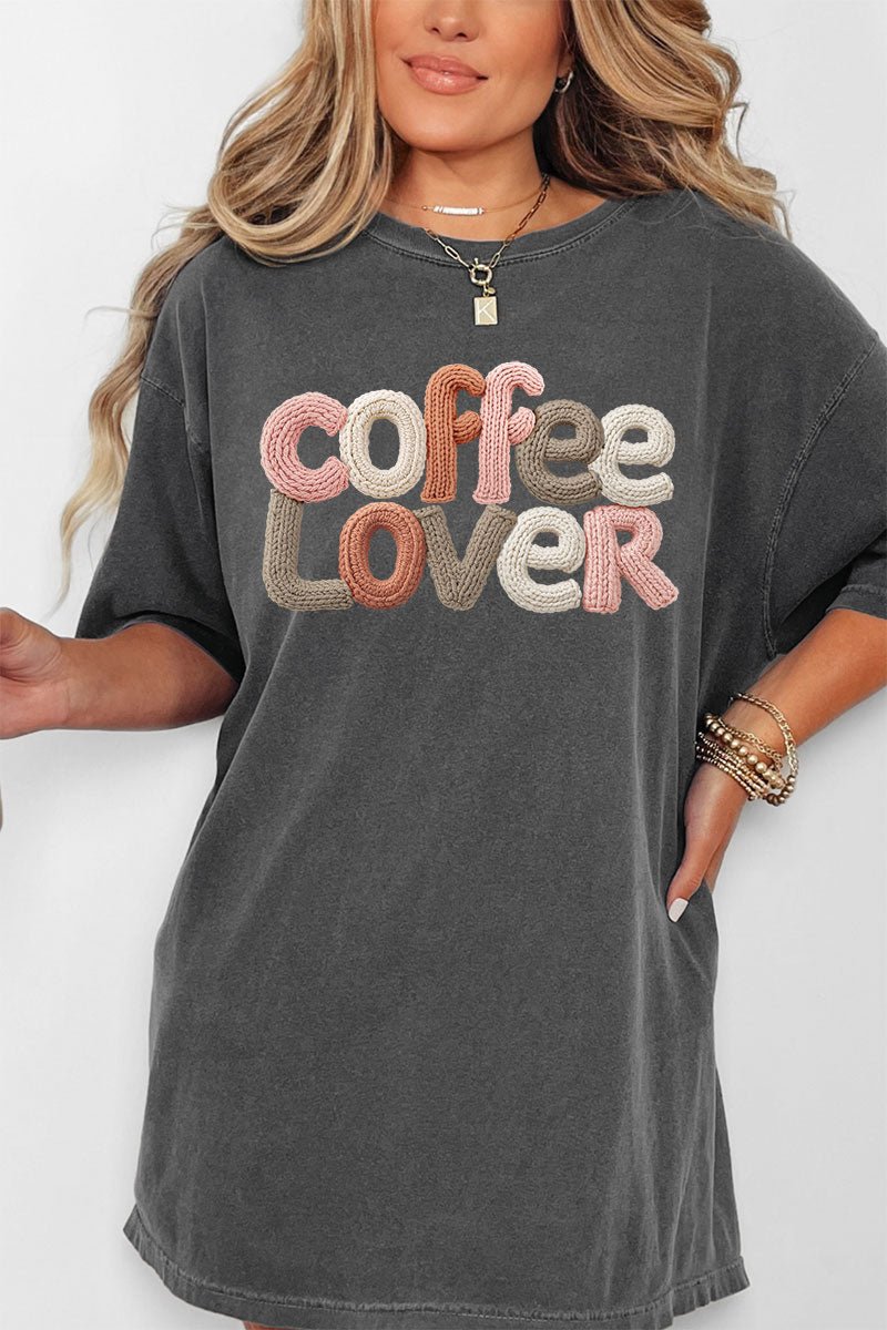 Faux Yarn Coffee Lover Comfort Colors Adult Ring - Spun Cotton Tee - Wholesale Accessory Market