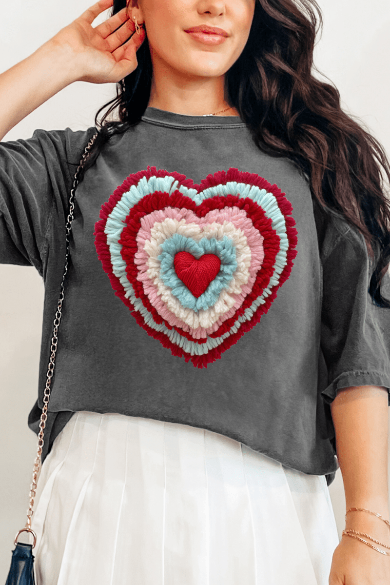 Faux Yarn Heart Collection Comfort Colors Adult Ring - Spun Cotton Tee - Wholesale Accessory Market