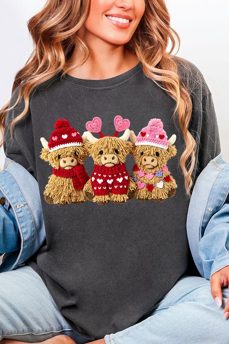 Faux Yarn Highland Hearts Comfort Colors Adult Ring - Spun Cotton Tee - Wholesale Accessory Market