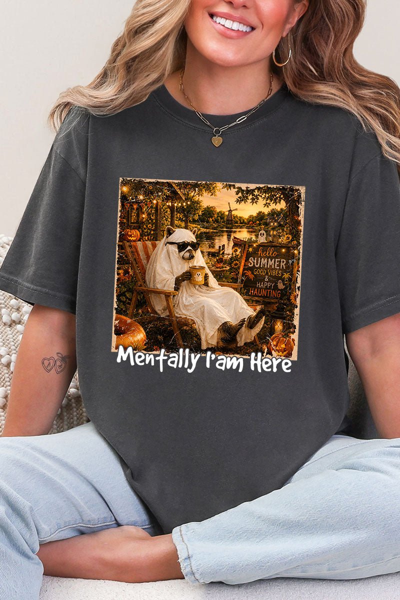 Mentally I Am Here Raccoon Comfort Colors Adult Ring-Spun Cotton Tee - Wholesale Accessory Market