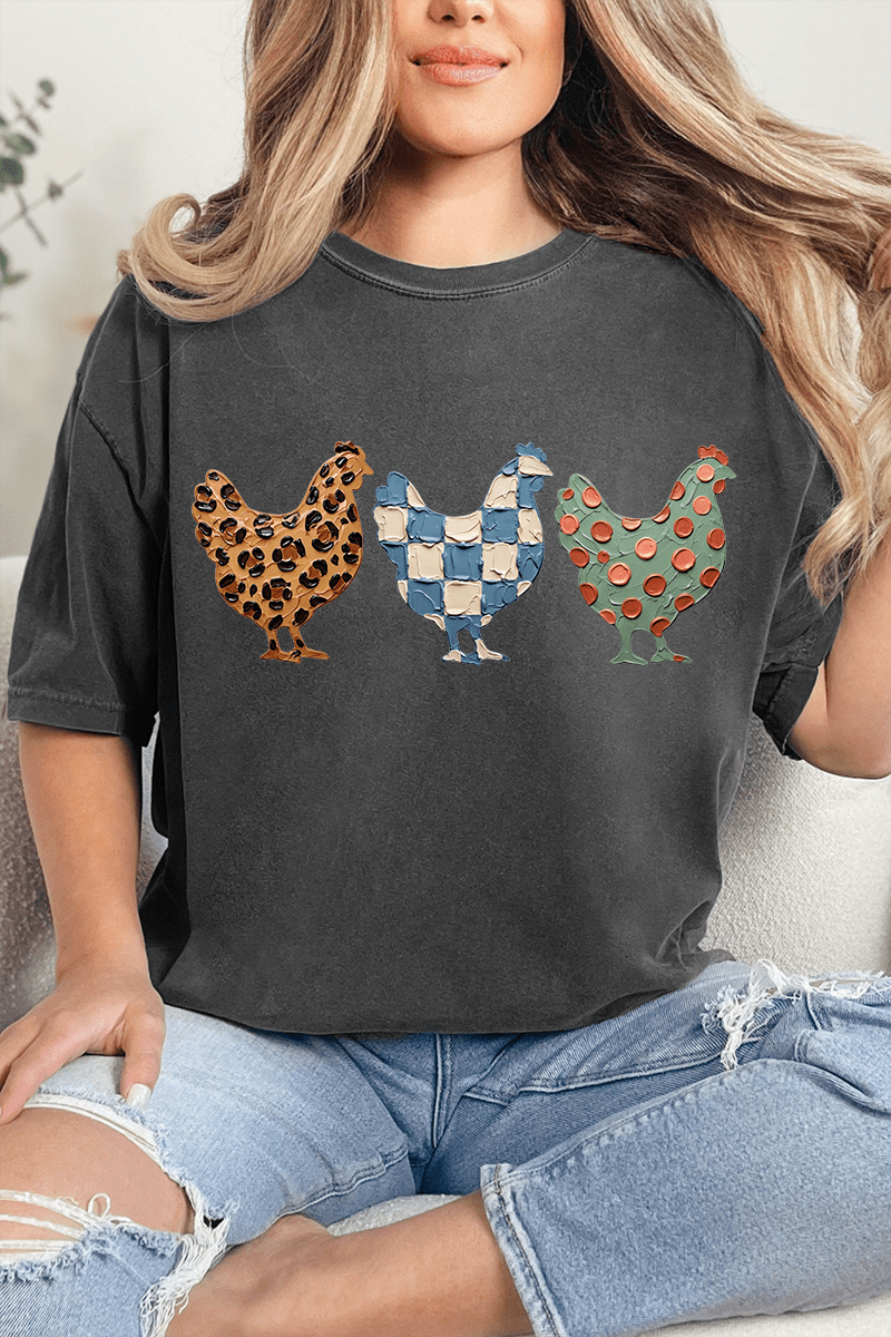 Painted Hen Trio Comfort Colors Adult Ring-Spun Cotton Tee - Wholesale Accessory Market