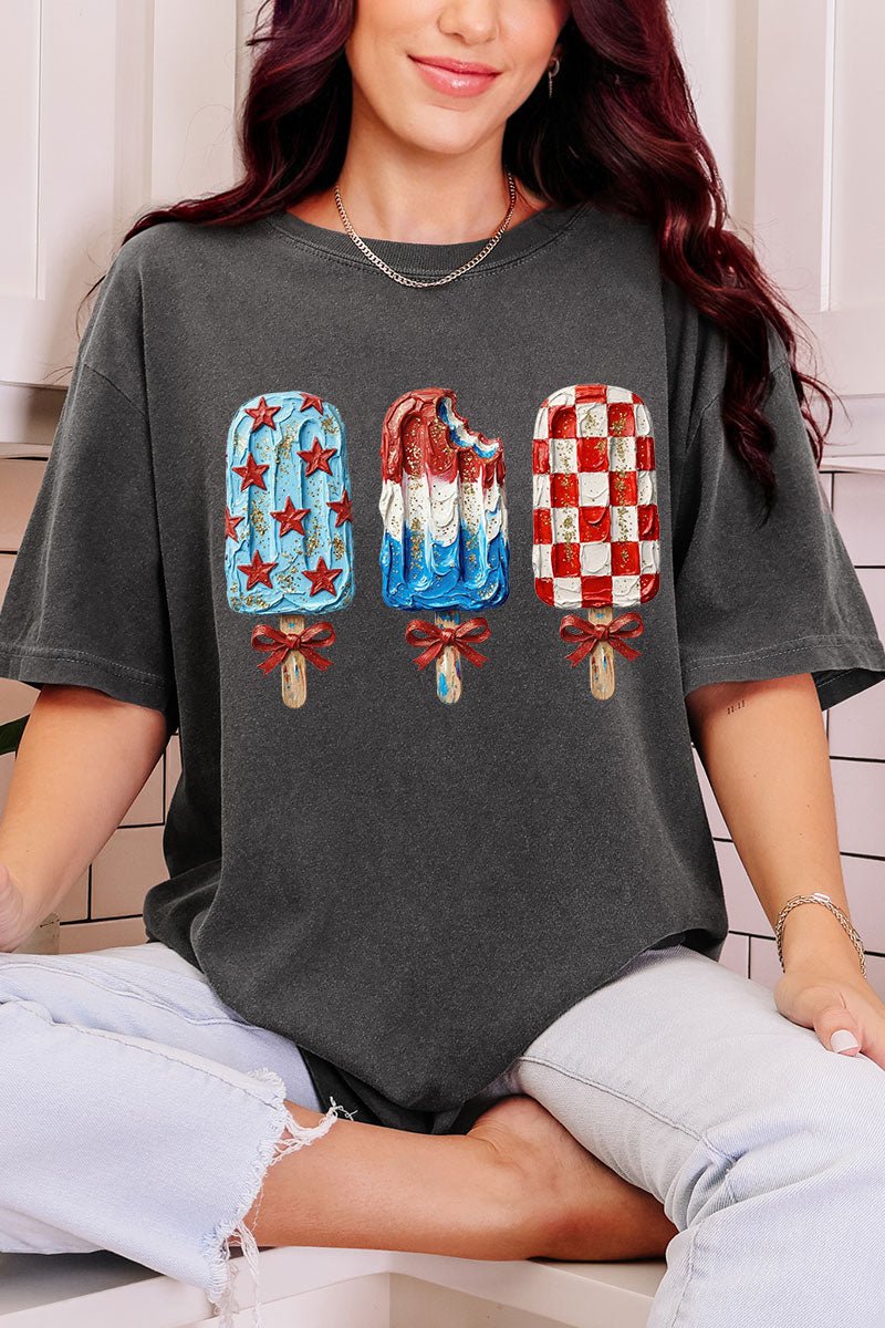 Painted Patriotic Popsicles Comfort Colors Adult Ring - Spun Cotton Tee - Wholesale Accessory Market