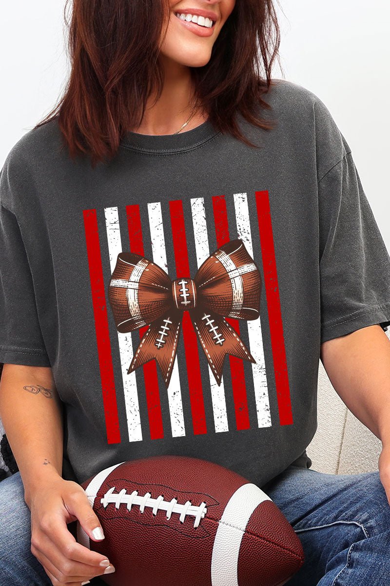 Red & White Varsity Bow Comfort Colors Adult Ring-Spun Cotton Tee - Wholesale Accessory Market
