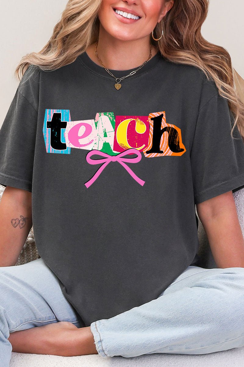 Retro Teach Ribbon Comfort Colors Adult Ring - Spun Cotton Tee - Wholesale Accessory Market