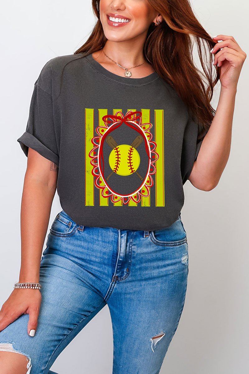 Softball Stripes Comfort Colors Adult Ring - Spun Cotton Tee - Wholesale Accessory Market