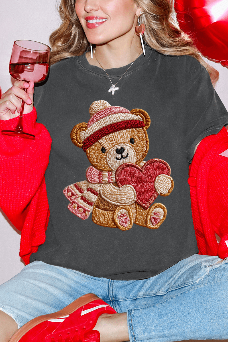 Teddy's Threaded Heart Comfort Colors Adult Ring - Spun Cotton Tee - Wholesale Accessory Market