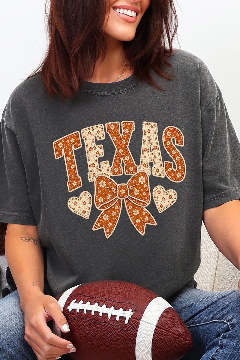 Texas Blooming Bow Comfort Colors Adult Ring-Spun Cotton Tee - Wholesale Accessory Market