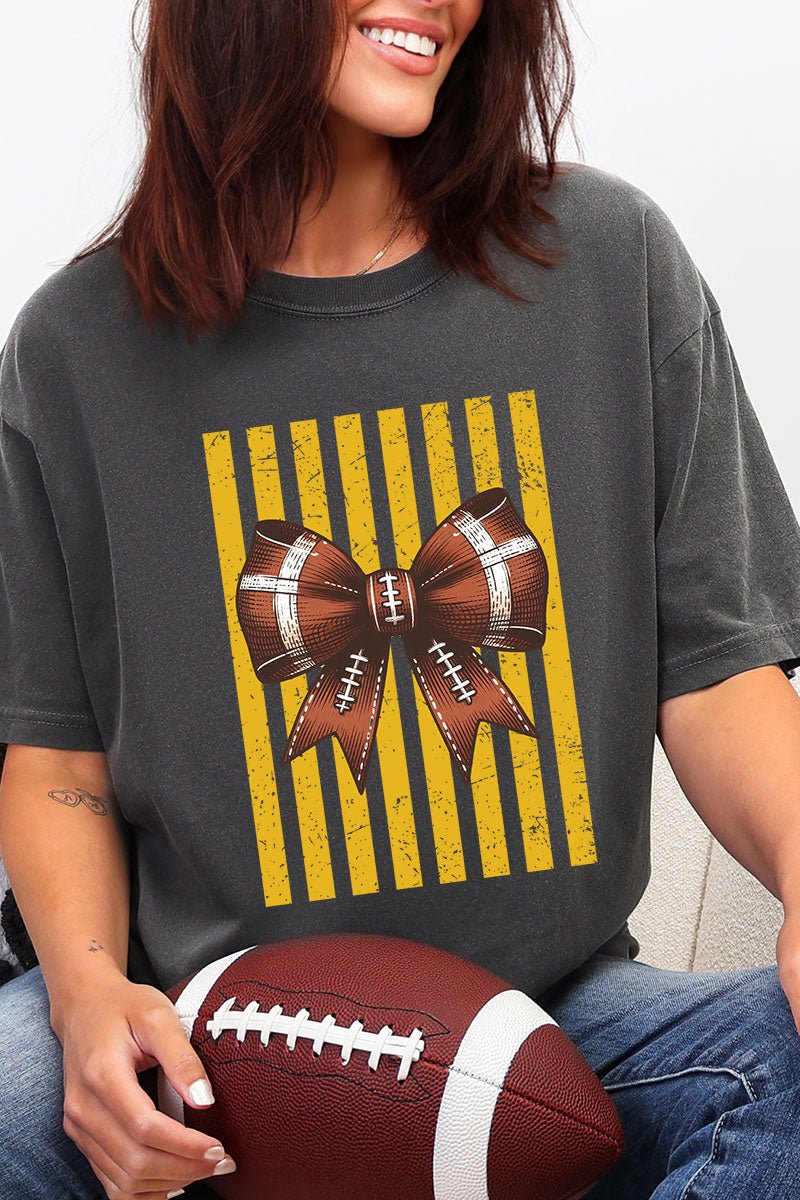 Yellow Gold Varsity Bow Comfort Colors Adult Ring-Spun Cotton Tee - Wholesale Accessory Market