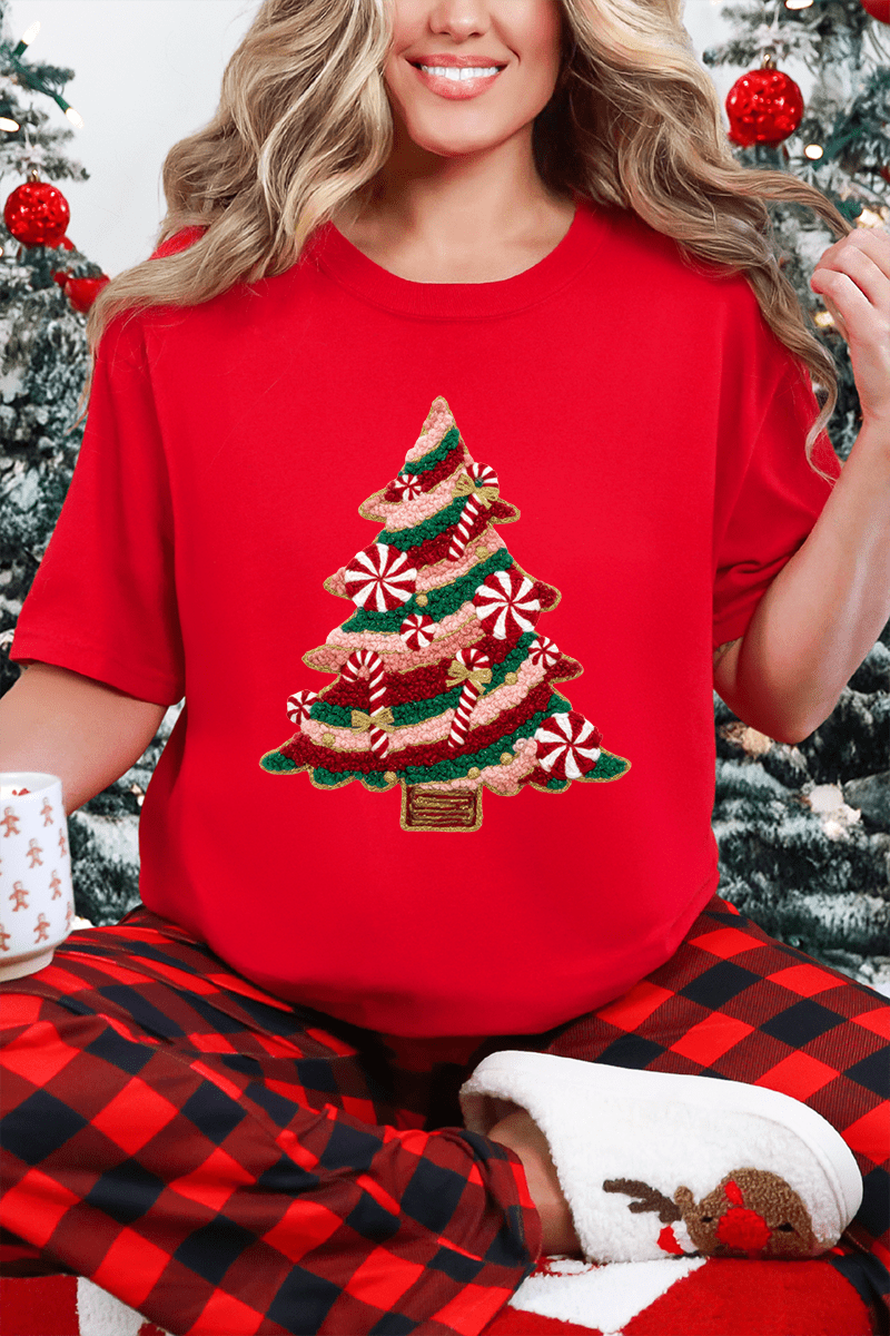 Faux Yarn Candy Cane Wishes Comfort Colors Adult Ring - Spun Cotton Tee - Wholesale Accessory Market