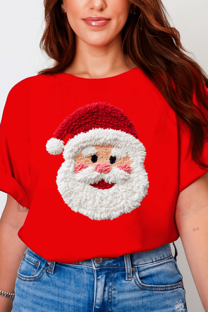 Faux Yarn Stitched With Cheer Santa Comfort Colors Adult Ring - Spun Cotton Tee - Wholesale Accessory Market