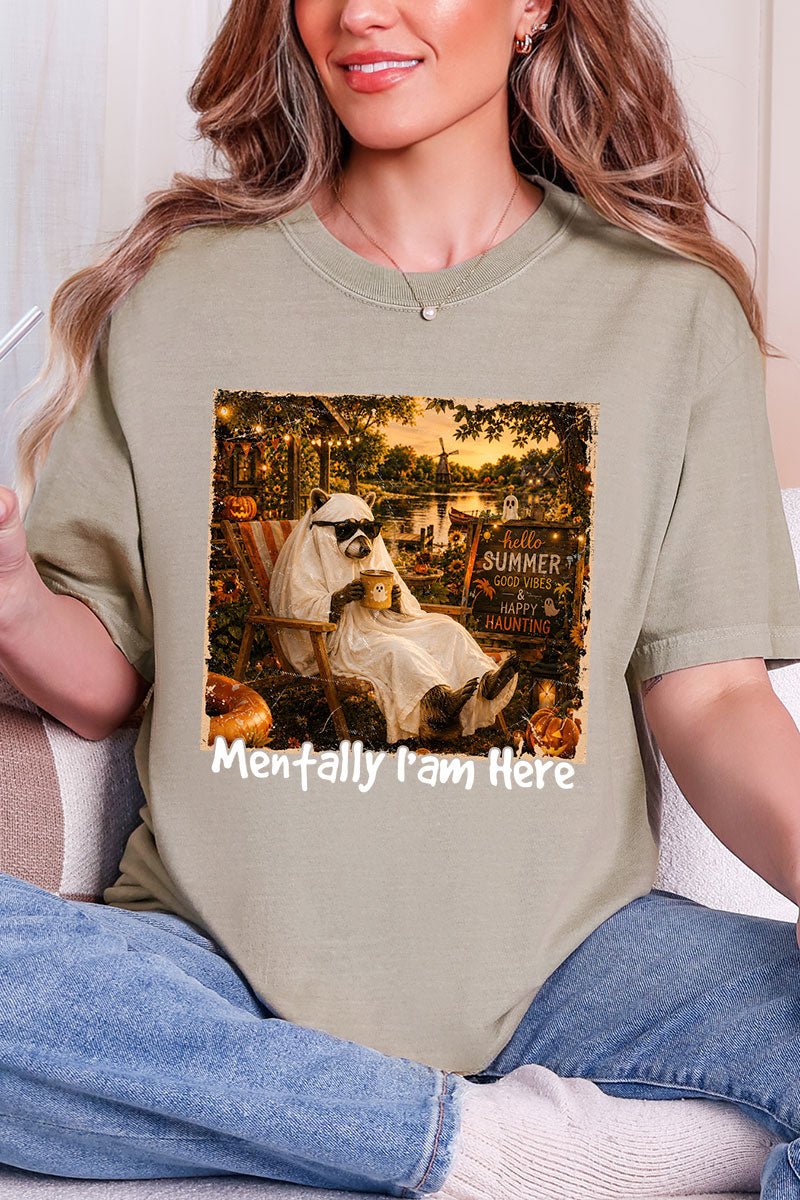 Mentally I Am Here Raccoon Comfort Colors Adult Ring-Spun Cotton Tee - Wholesale Accessory Market
