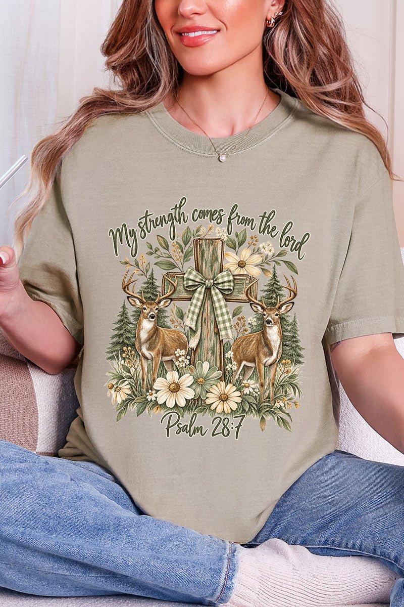 My Strength Woodland Deer Comfort Colors Adult Ring-Spun Cotton Tee - Wholesale Accessory Market
