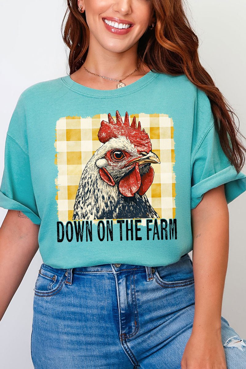 Down On The Farm Chicken Comfort Colors Adult Ring - Spun Cotton Tee - Wholesale Accessory Market