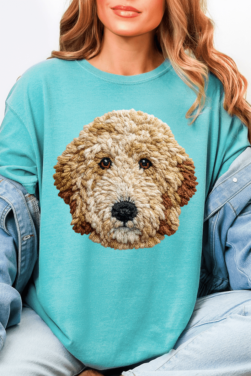 Faux Yarn Goldendoodle Comfort Colors Adult Ring - Spun Cotton Tee - Wholesale Accessory Market
