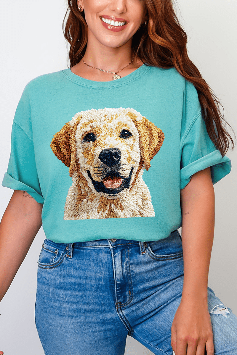 Faux Yarn Yellow Labrador Retriever Comfort Colors Adult Ring - Spun Cotton Tee - Wholesale Accessory Market