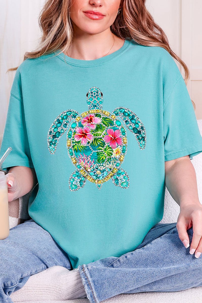Seaside Sparkle Turtle Comfort Colors Adult Ring - Spun Cotton Tee - Wholesale Accessory Market