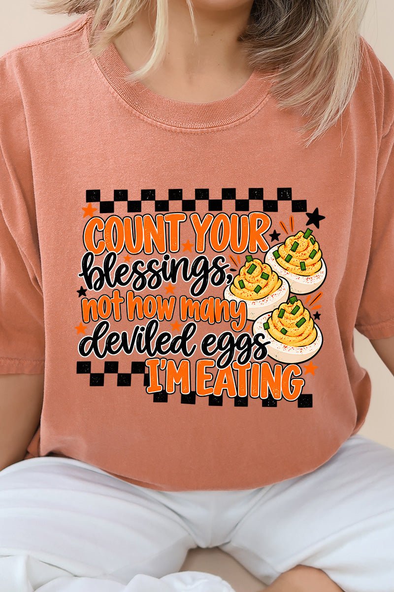 Count Blessings Not Deviled Eggs Comfort Colors Adult Ring-Spun Cotton Tee - Wholesale Accessory Market
