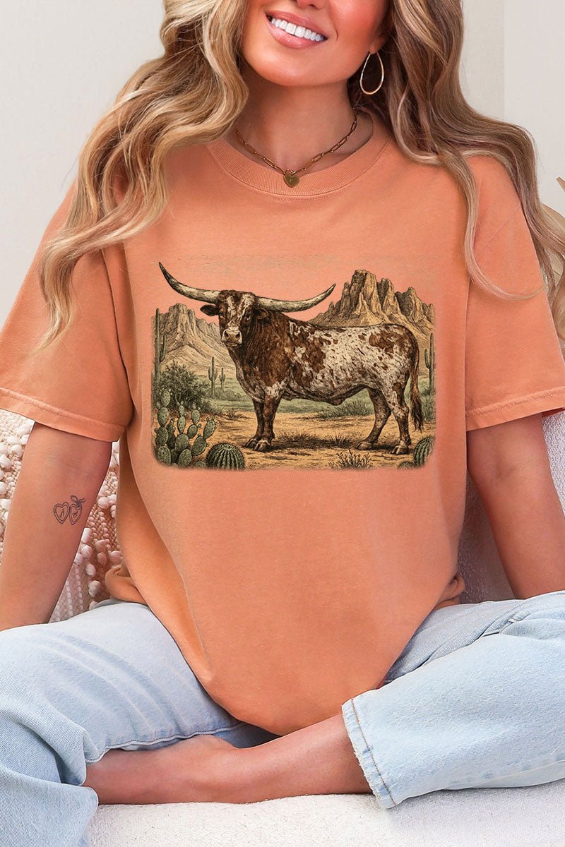 Desert Monarch Longhorn Comfort Colors Adult Ring - Spun Cotton Tee - Wholesale Accessory Market