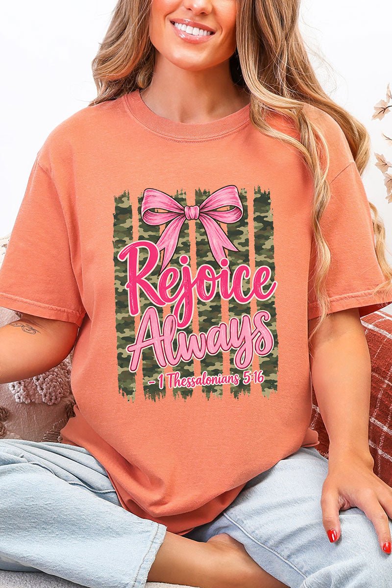 Rejoice Always Girly Camo Comfort Colors Adult Ring-Spun Cotton Tee - Wholesale Accessory Market