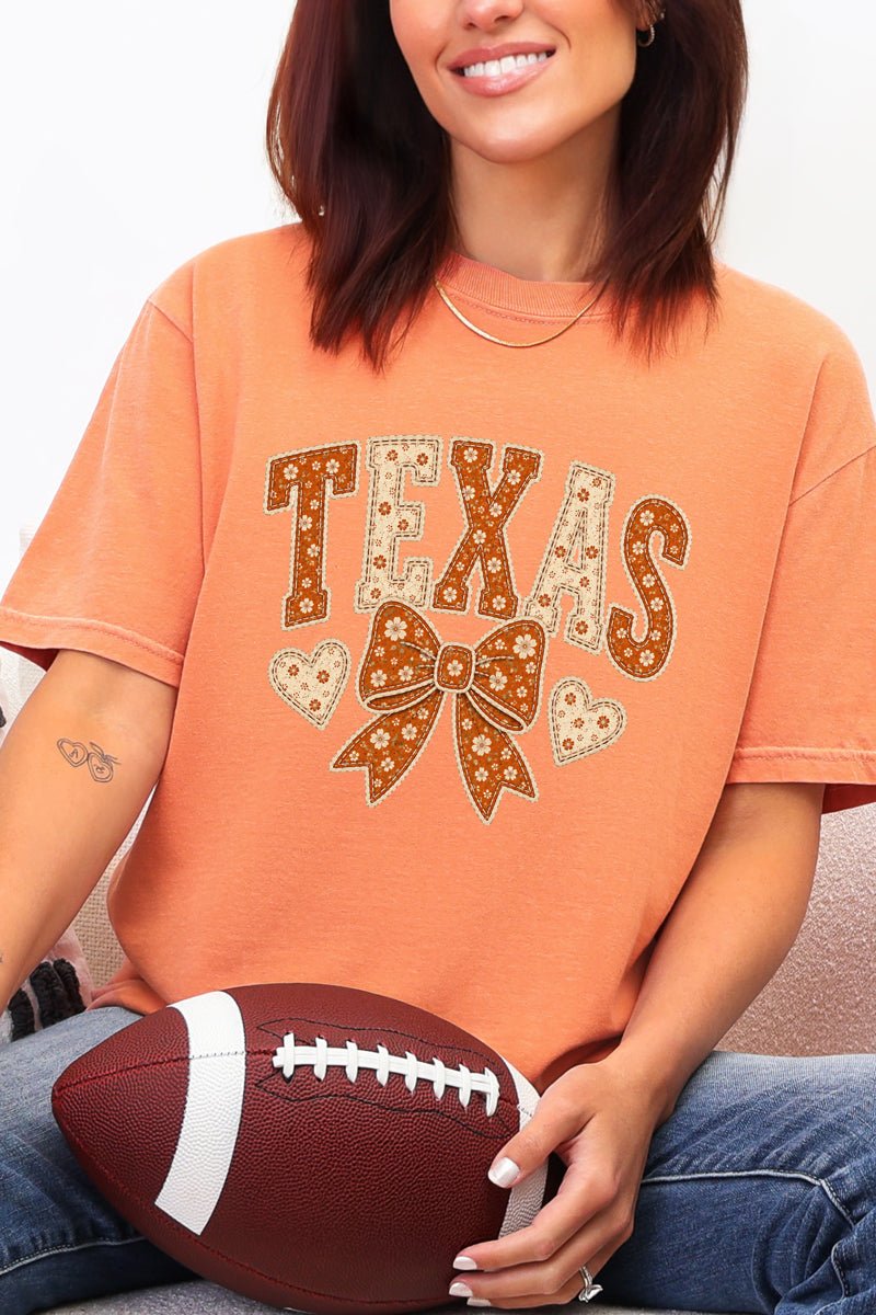 Texas Blooming Bow Comfort Colors Adult Ring-Spun Cotton Tee - Wholesale Accessory Market