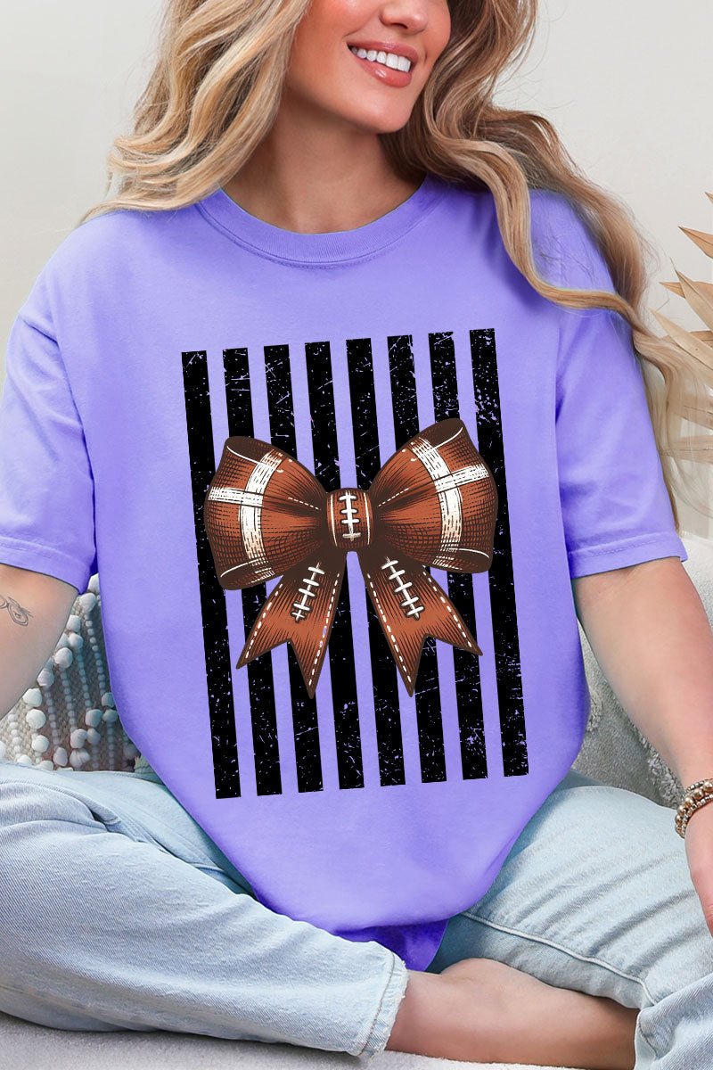 Black Varsity Bow Comfort Colors Adult Ring-Spun Cotton Tee - Wholesale Accessory Market