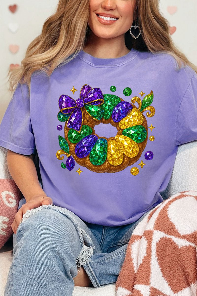 Faux Rhinestone King Cake Comfort Colors Adult Ring - Spun Cotton Tee - Wholesale Accessory Market