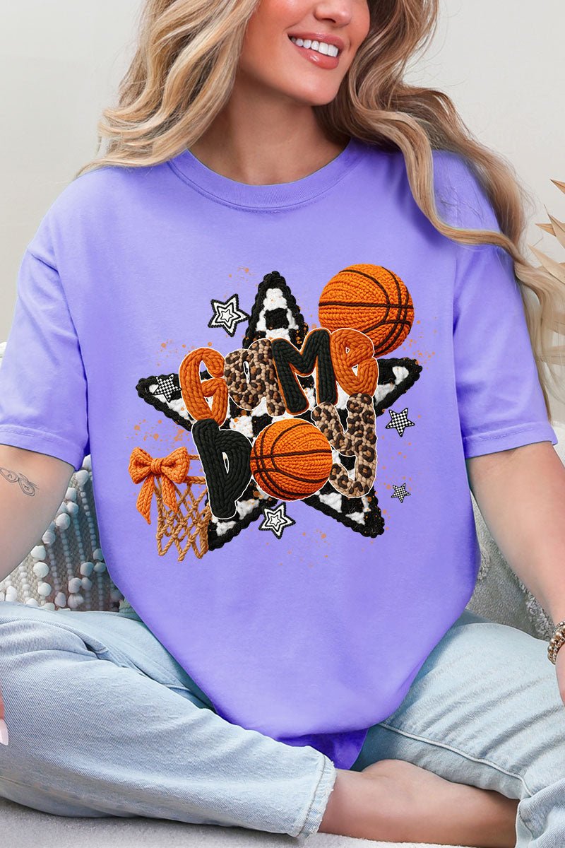 Faux Yarn Basketball Game Day Comfort Colors Adult Ring - Spun Cotton Tee - Wholesale Accessory Market