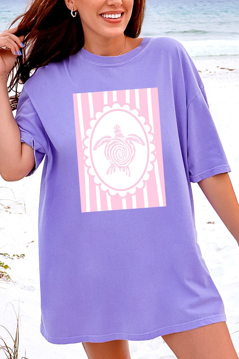 Scalloped Sea Turtle Comfort Colors Adult Ring - Spun Cotton Tee - Wholesale Accessory Market