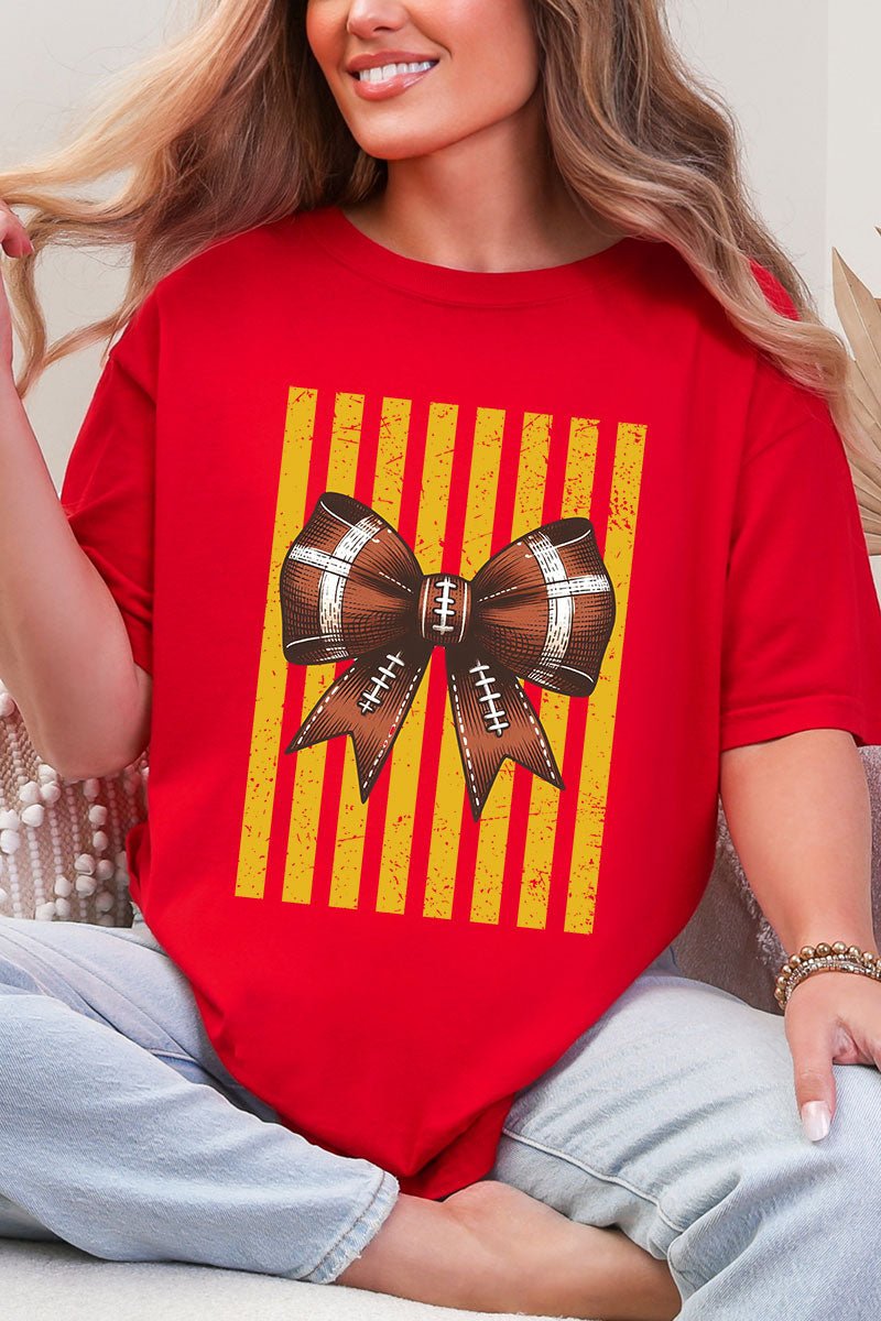 Yellow Gold Varsity Bow Comfort Colors Adult Ring-Spun Cotton Tee - Wholesale Accessory Market