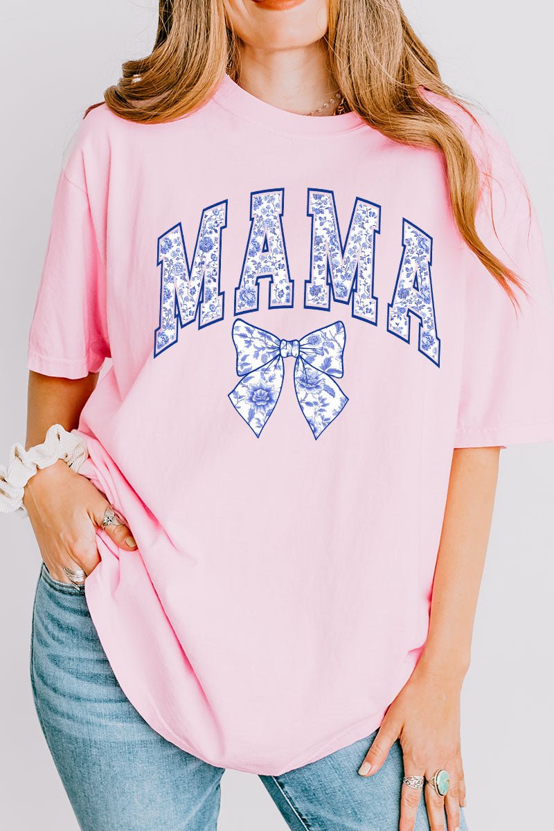 Arched Mama Blue Chinoiserie Comfort Colors Adult Ring - Spun Cotton Tee - Wholesale Accessory Market