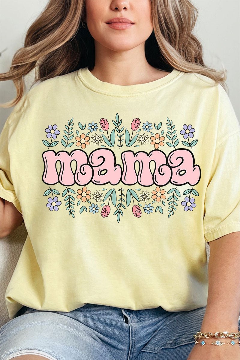 Floral Bubble Mama Comfort Colors Adult Ring - Spun Cotton Tee - Wholesale Accessory Market
