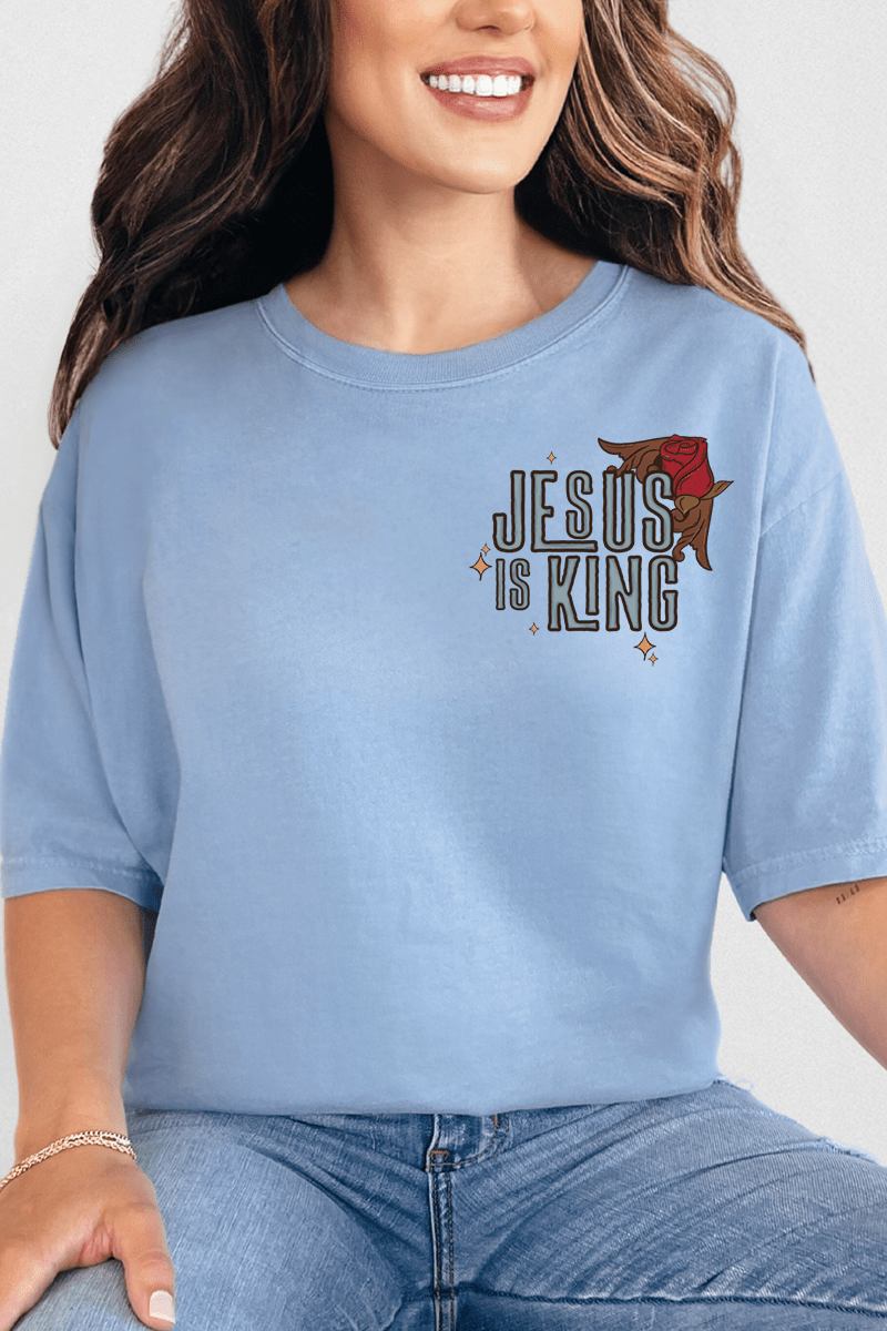 Jesus Is King Front & Back Comfort Colors Adult Ring - Spun Cotton Tee - Wholesale Accessory Market